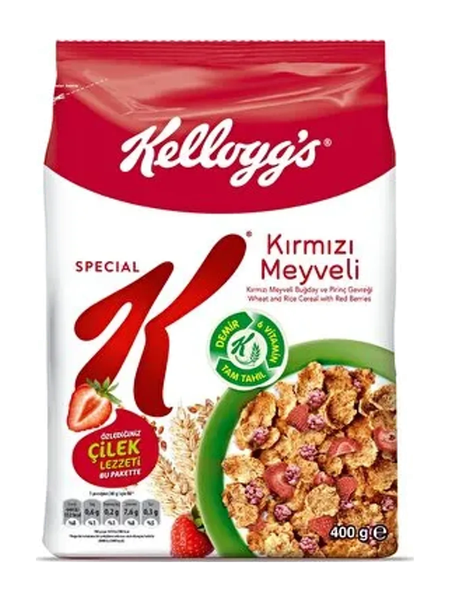 KELLOGG'S KIRMIZI MEYVELİ TAM BUĞDAY VE PİRİNÇ GECREĞİ 400 GR.